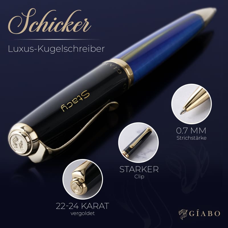 Kugelschreiber - Dreamer - Blau/Schwarz - Gravur - Kugelschreiber