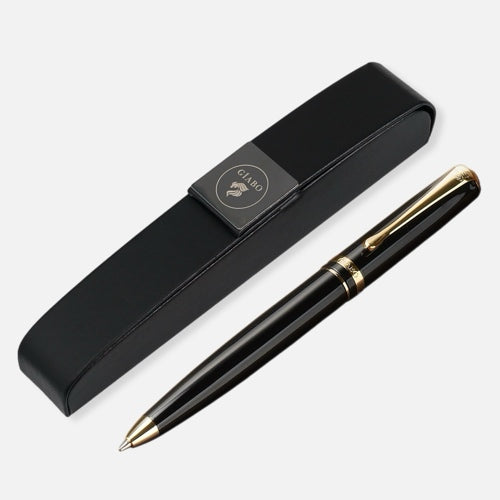 Schwarzer Kugelschreiber Daichi von Giabo mit schwarzem Etui