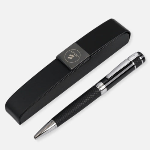 Schwarzer Kugelschreiber Mokuzai von Giabo mit schwarzem Etui