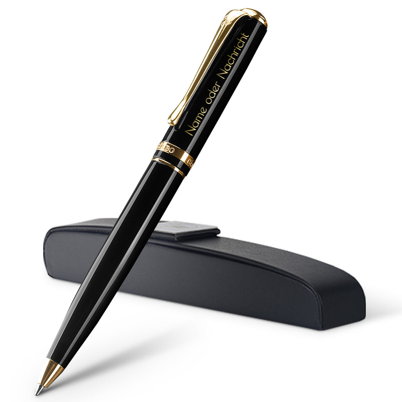 Gíabo Daichi Kugelschreiber mit Gravur – Schwarz/Gold, Messing
