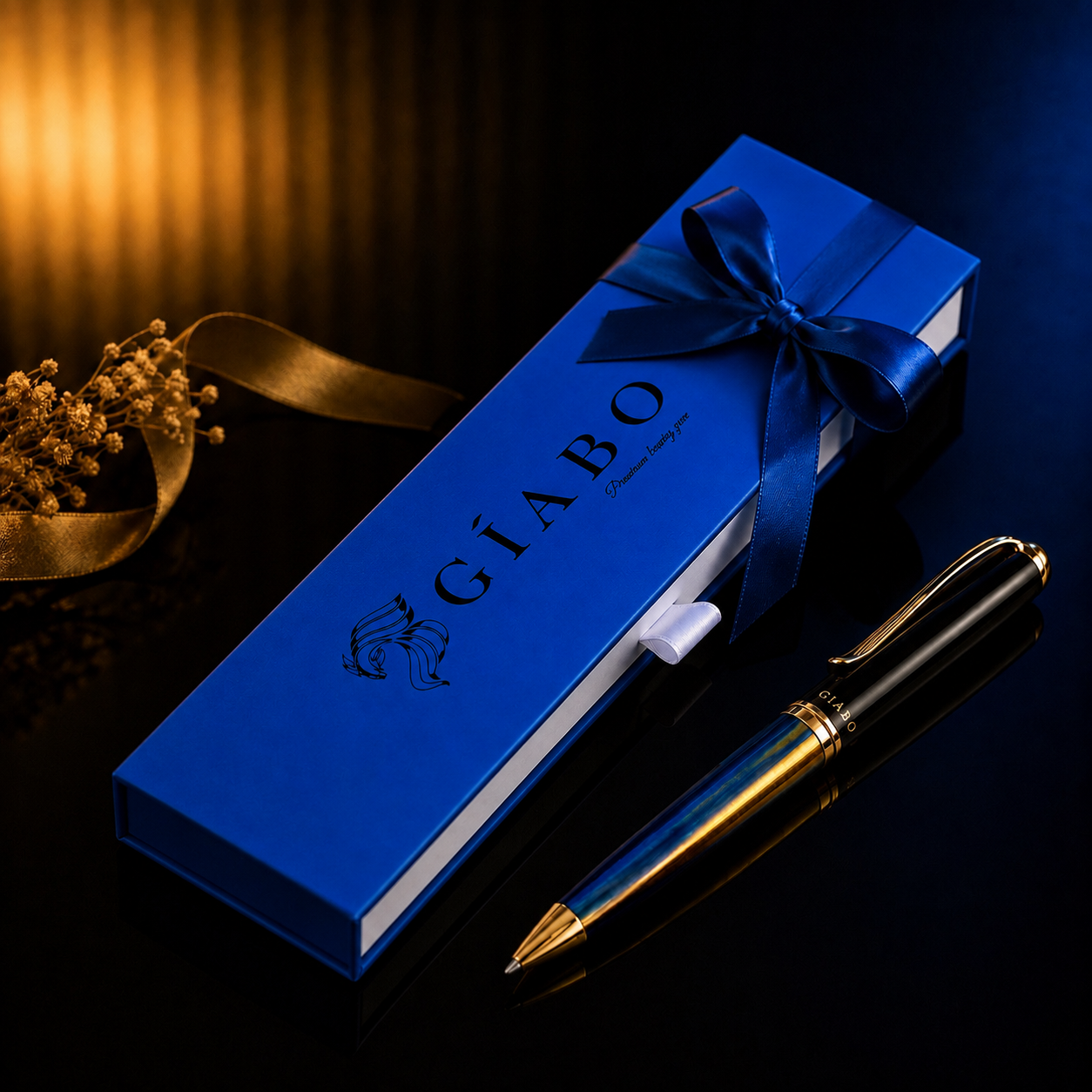 Gíabo Dreamer Blau Kugelschreiber mit blauer Geschenkbox und Schleife als hochwertiges Geschenk