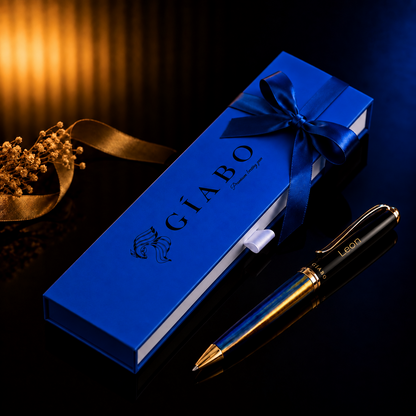 Gíabo Dreamer Blau/Schwarz Kugelschreiber mit Gravur als Geschenk mit blauer Box