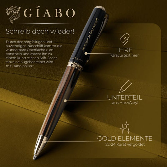 Gíabo Dreamer Braun/Schwarz Kugelschreiber mit Gravur