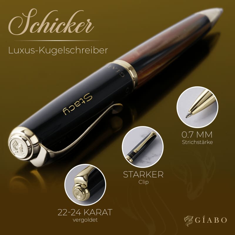 Gíabo Dreamer Braun/Schwarz Kugelschreiber mit Gravur
