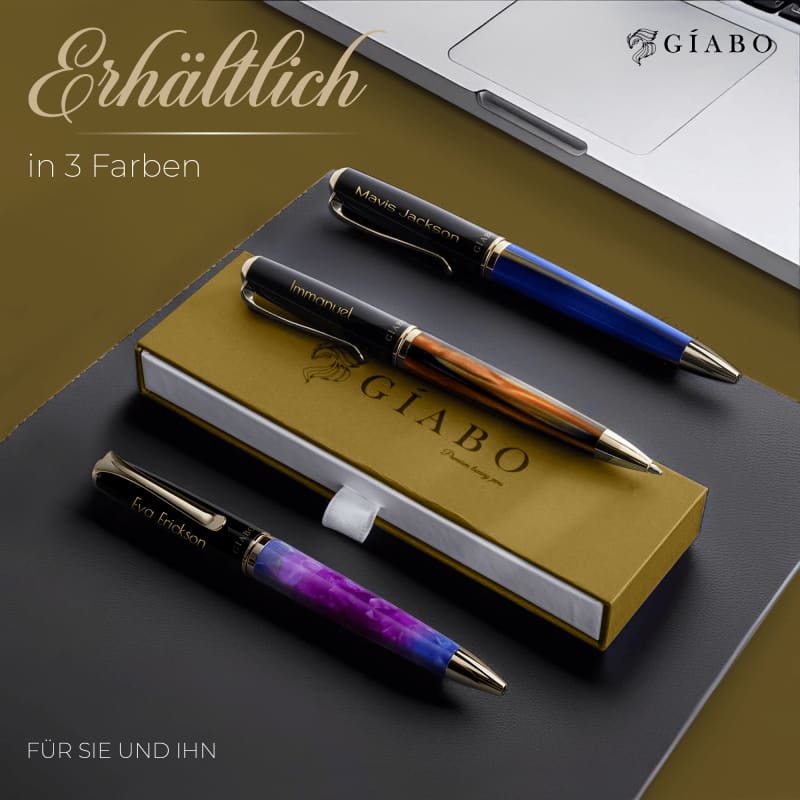 Gíabo Dreamer Braun/Schwarz Kugelschreiber mit Gravur