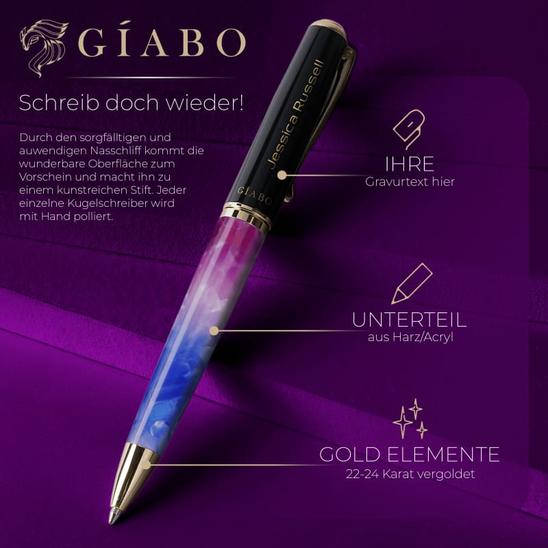 Gíabo Dreamer Rosa/Blau Kugelschreiber mit Gravur
