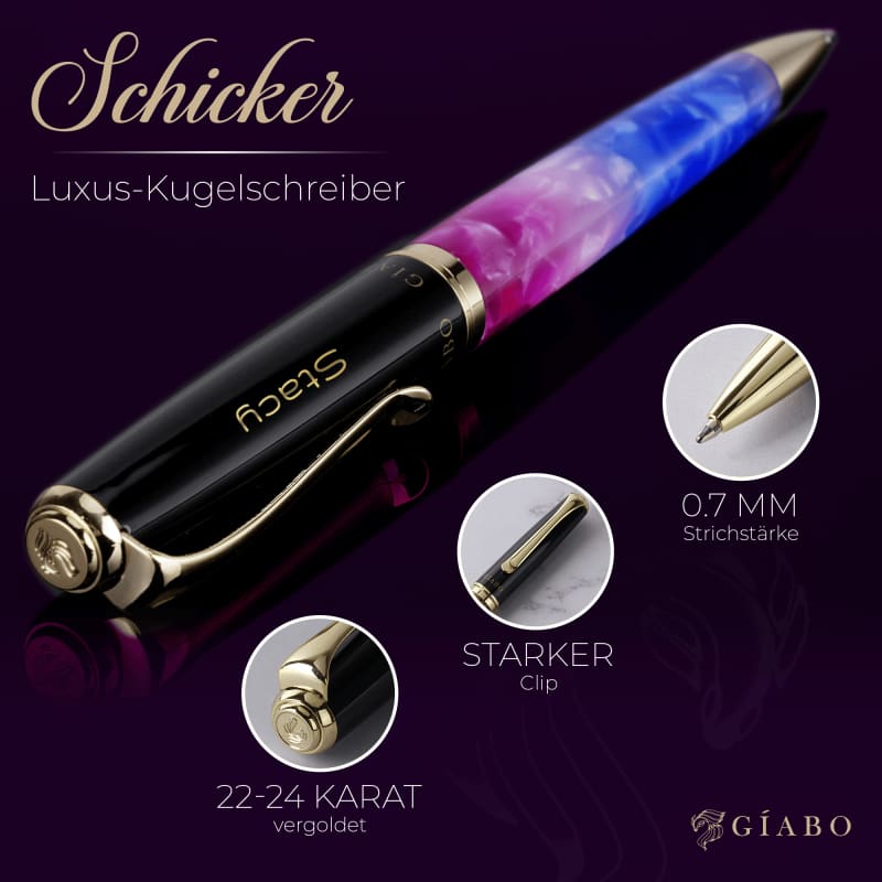 Gíabo Dreamer Rosa/Blau Kugelschreiber mit Gravur