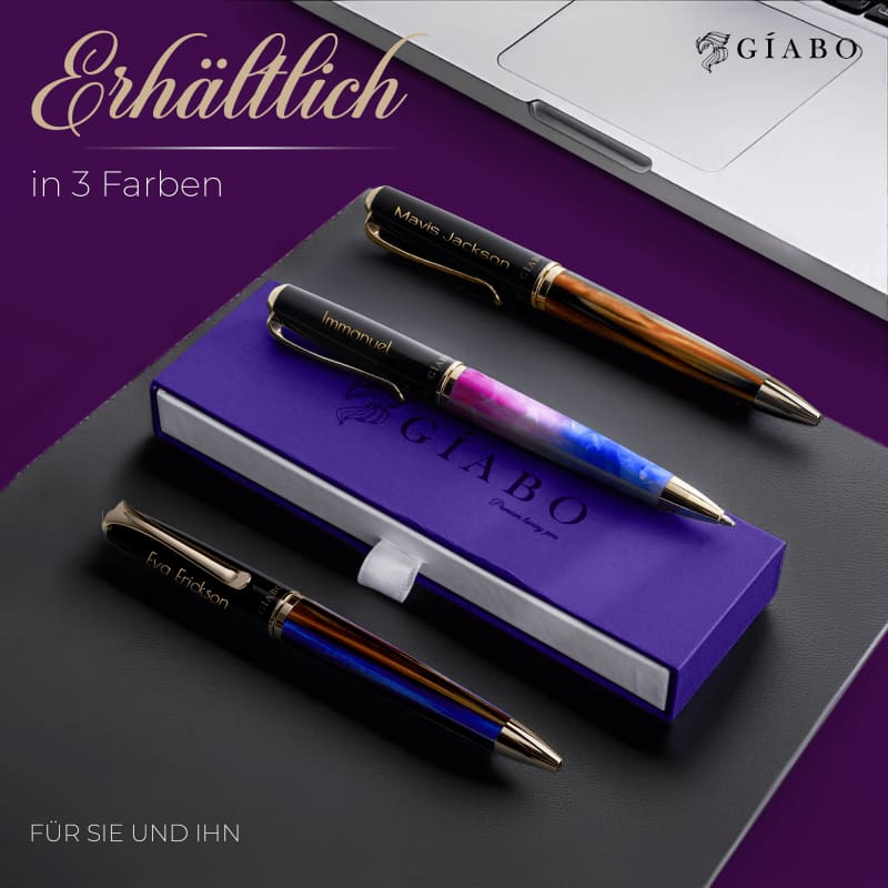 Gíabo Dreamer Rosa/Blau Kugelschreiber mit Gravur