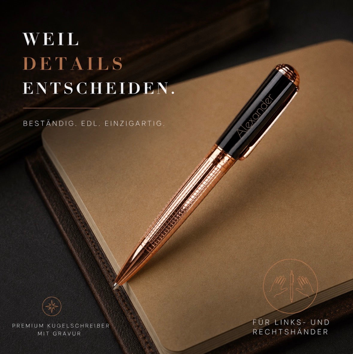 Gíabo Kasai Kugelschreiber mit Namensgravur und hochwertigen Roségold Details