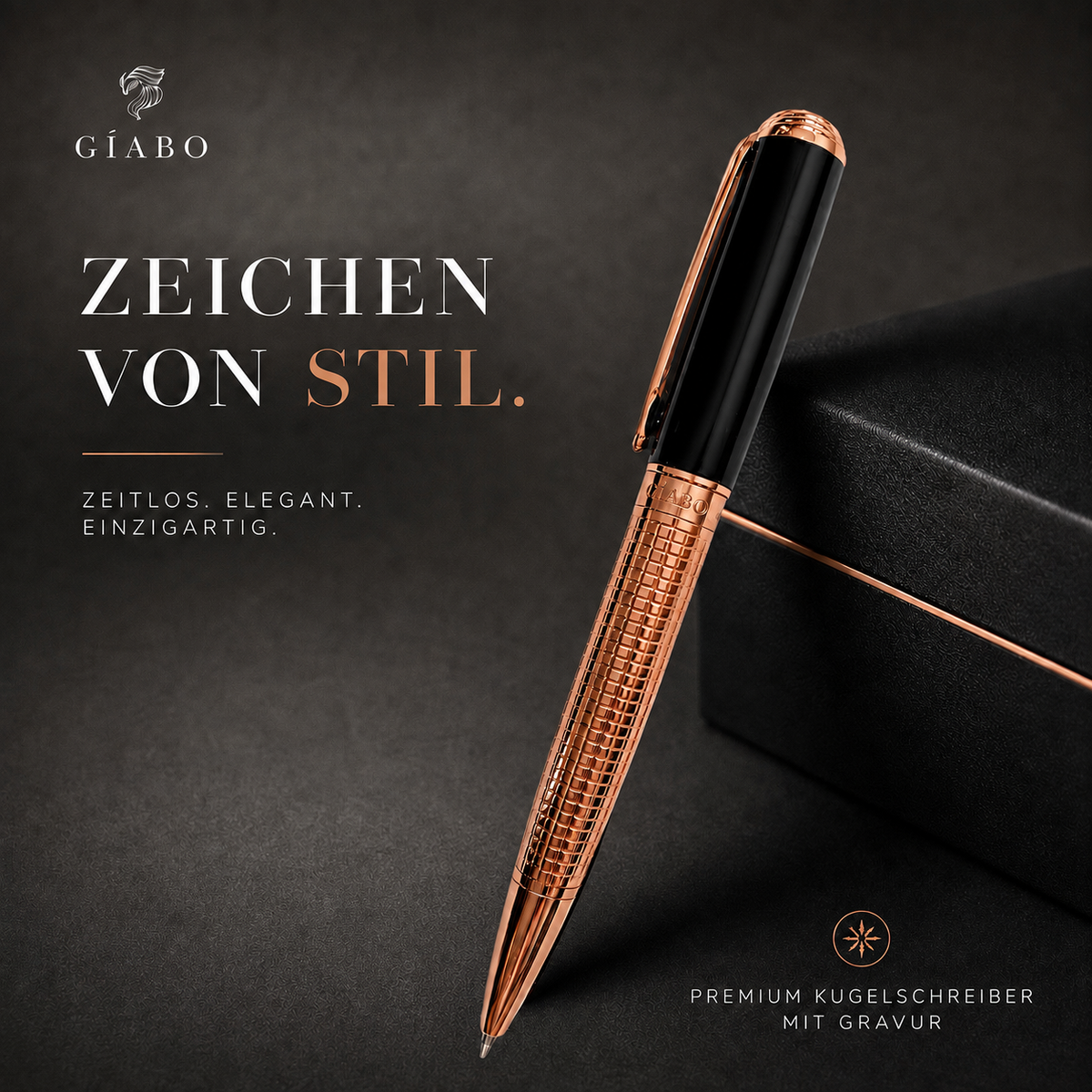 Gíabo Kasai Kugelschreiber in Roségold und Schwarz als stilvolles Premium Motiv