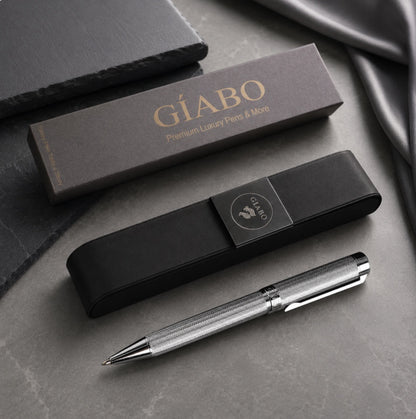 Gíabo Kinzoku Kugelschreiber Silber mit Geschenkbox und Etui