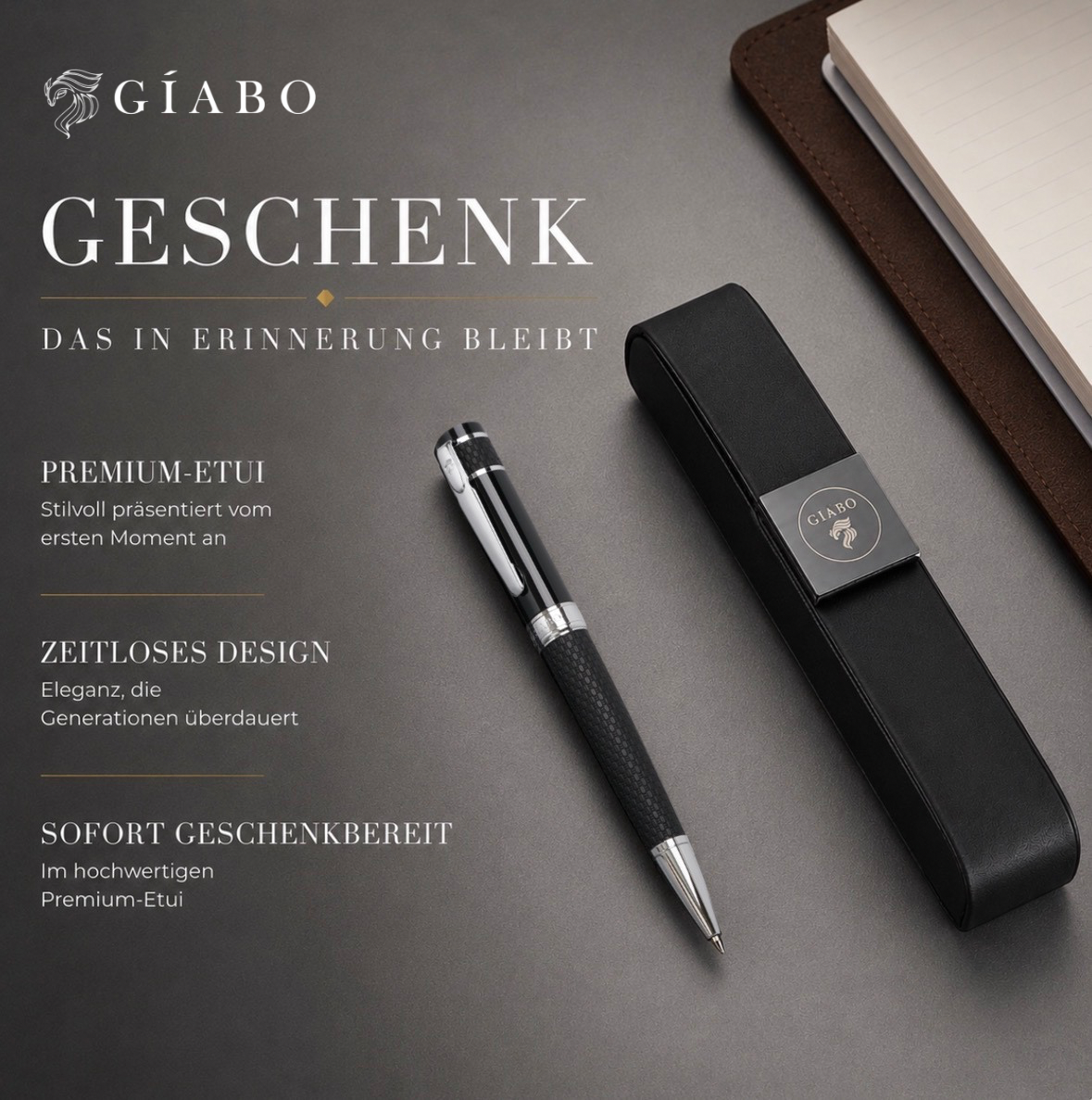 Gíabo Mokuzai Kugelschreiber mit Premium-Etui als hochwertiges Geschenk