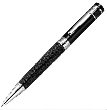 Gíabo Mokuzai Kugelschreiber in Schwarz und Silber ohne Etui auf hellem Hintergrund
