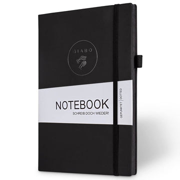 Gíabo Notizbuch Schwarz mit gepunkteten Seiten und Softcover