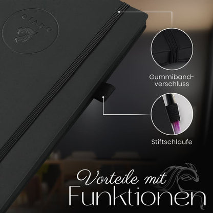Gíabo Notizbuch Schwarz mit gepunkteten Seiten und Softcover