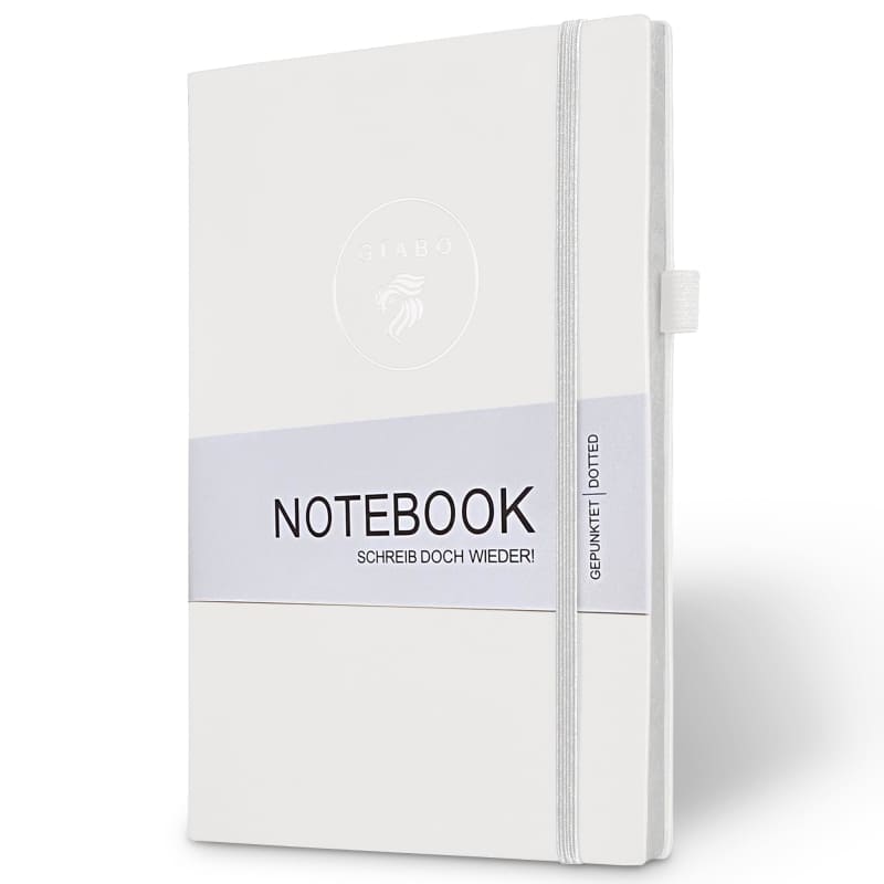 Gíabo Notizbuch Weiß mit gepunkteten Seiten und Softcover