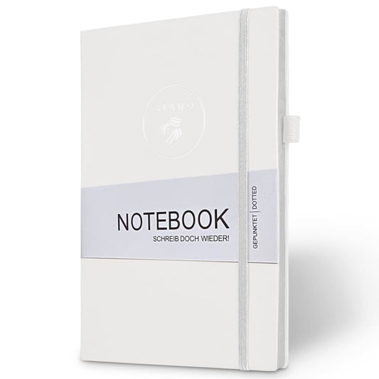 Gíabo Notizbuch Weiß mit gepunkteten Seiten und Softcover