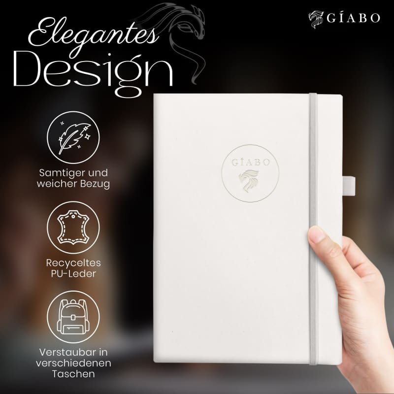 Gíabo Notizbuch Weiß mit gepunkteten Seiten und Softcover