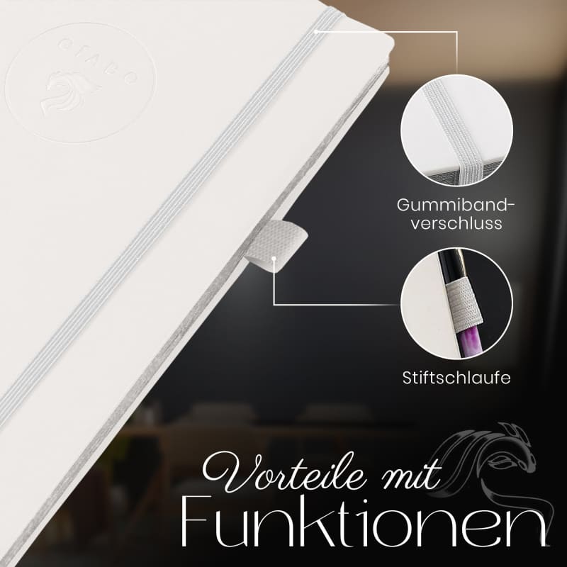Gíabo Notizbuch Weiß mit gepunkteten Seiten und Softcover