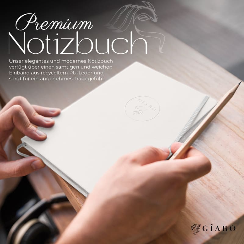Gíabo Notizbuch Weiß mit gepunkteten Seiten und Softcover