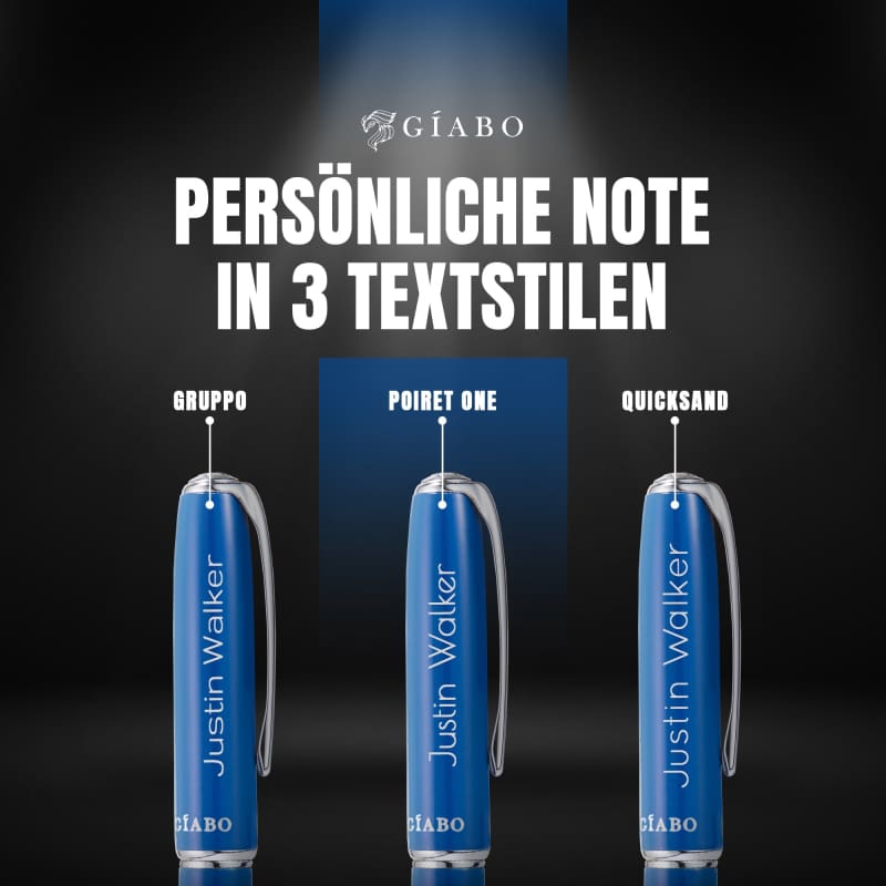 Gíabo Rainbow Kugelschreiber Blau aus Edelstahl mit Gravur