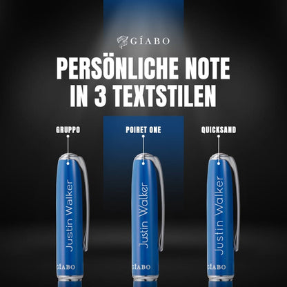 Gíabo Rainbow Kugelschreiber Blau aus Edelstahl mit Gravur