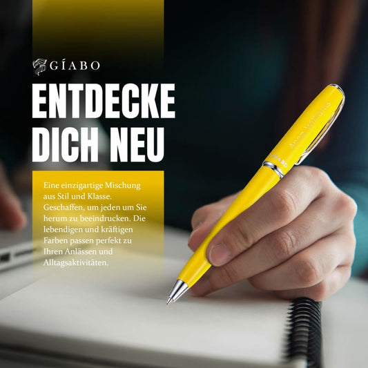 Gíabo Rainbow Kugelschreiber Gelb aus Edelstahl mit Gravur