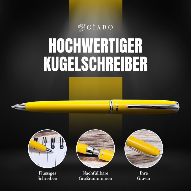 Gíabo Rainbow Kugelschreiber Gelb aus Edelstahl mit Gravur