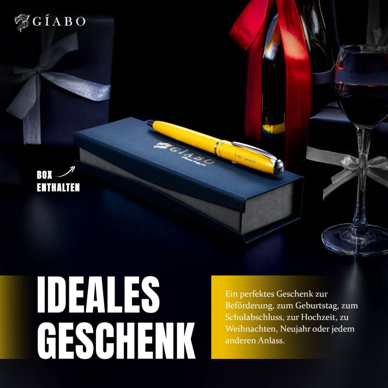 Gíabo Rainbow Kugelschreiber Gelb aus Edelstahl mit Gravur