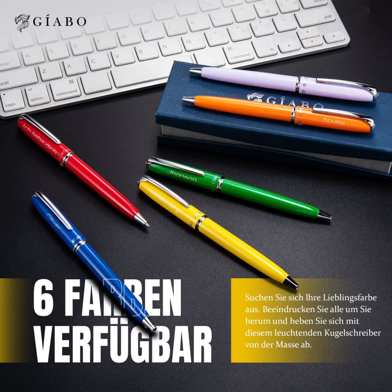 Gíabo Rainbow Kugelschreiber Gelb aus Edelstahl mit Gravur