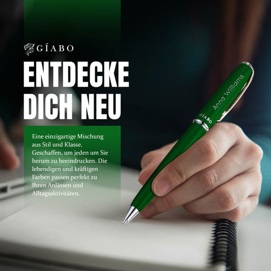 Gíabo Rainbow Kugelschreiber Grün aus Edelstahl mit Gravur