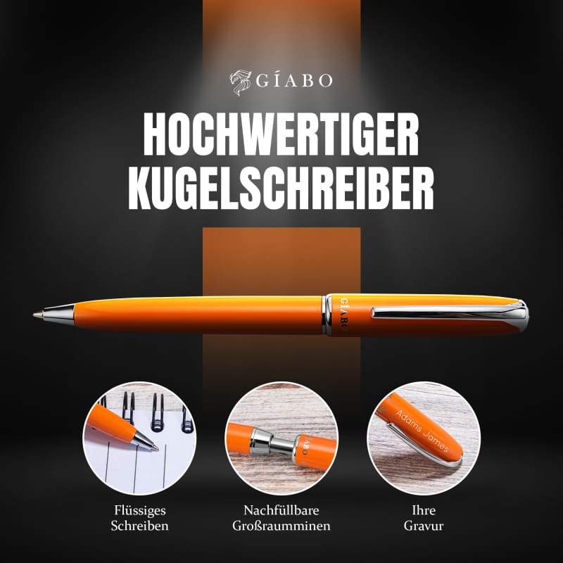 Gíabo Rainbow Kugelschreiber Orange aus Edelstahl mit Gravur