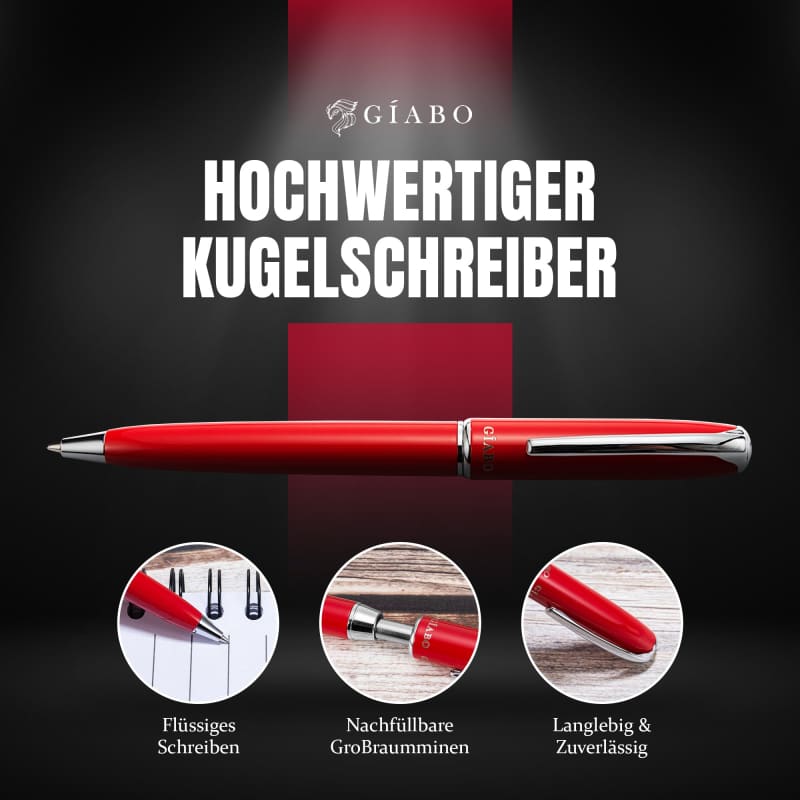 Gíabo Rainbow Kugelschreiber Rot aus Edelstahl