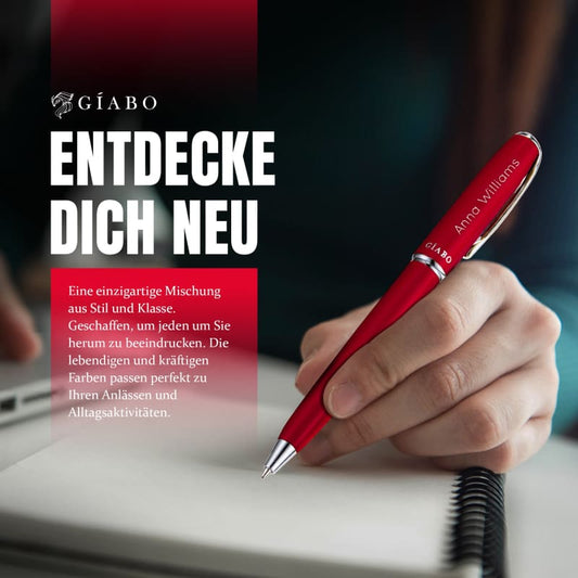 Gíabo Rainbow Kugelschreiber Rot aus Edelstahl mit Gravur