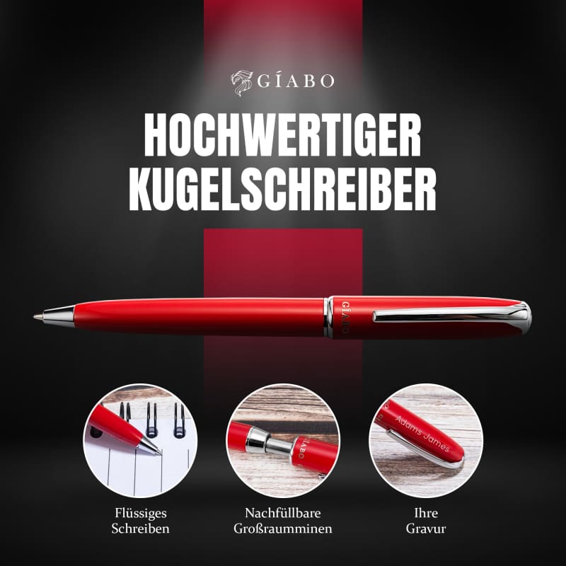 Gíabo Rainbow Kugelschreiber Rot aus Edelstahl mit Gravur
