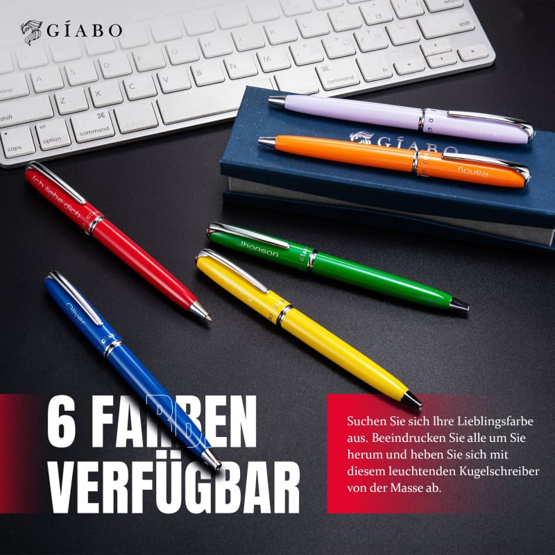 Gíabo Rainbow Kugelschreiber Rot aus Edelstahl mit Gravur