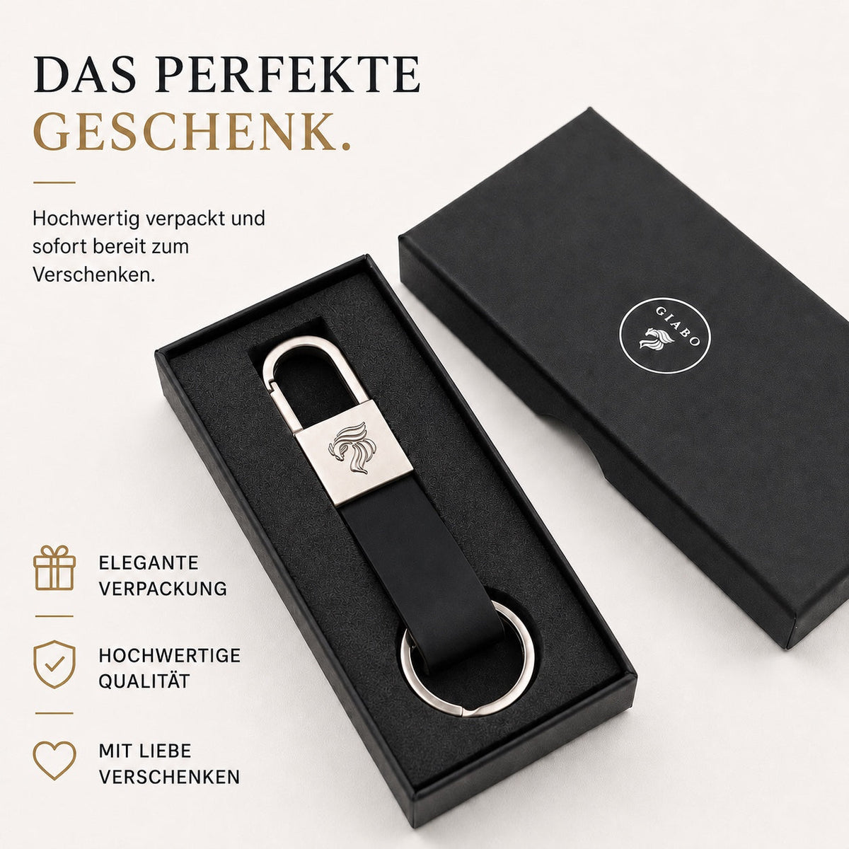 GÍABO Schlüsselanhänger Schwarz – Geschenk