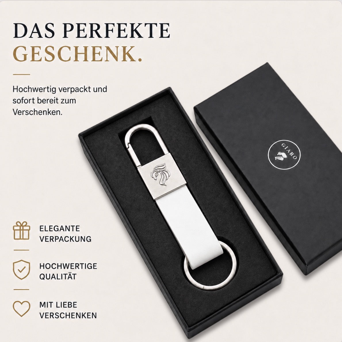 GÍABO Schlüsselanhänger Weiß – Das perfekte Geschenk