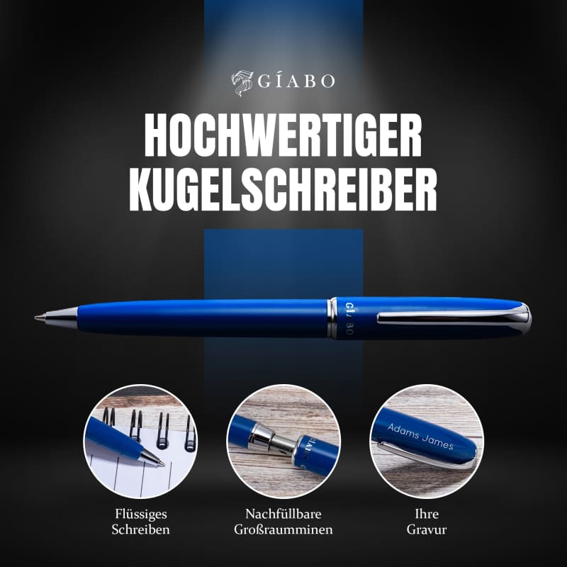 Kugelschreiber - Rainbow - Blau - Gravur - Kugelschreiber