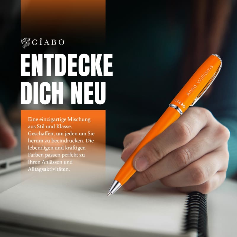 Kugelschreiber - Rainbow - Orange - Gravur - Kugelschreiber